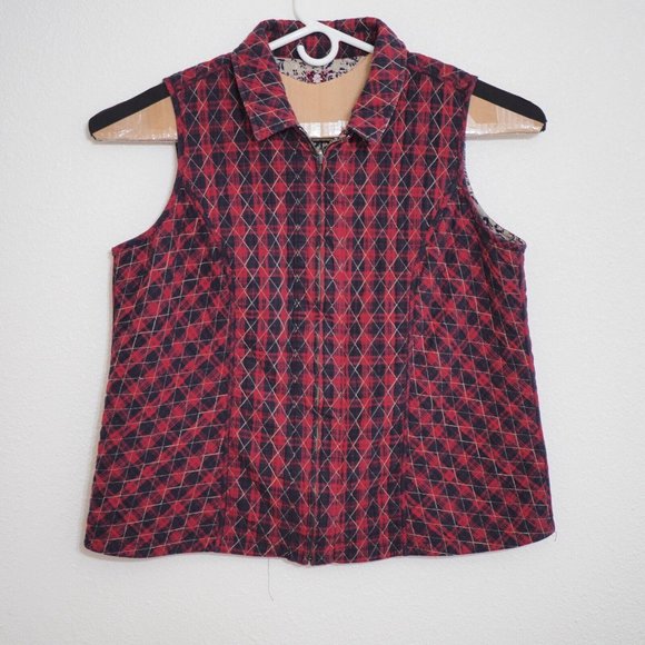 Vintage Quilted Vest Womens Handmade Reversible Plaid Patchwork Cottage Capsule - Picture 9 of 10
